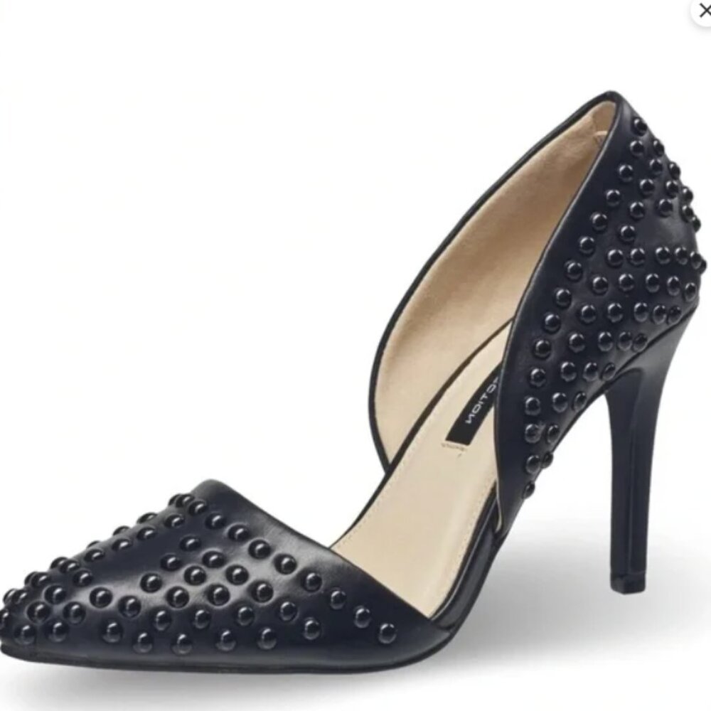 NIB Women's French Connection Black Studded Heels - 6.5